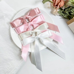 Französisch Elegant Satin Band Schleife Haarspange Süße Schleife Entenschnabel-Clip Handgefertigt Spitzenbesatz Haarschmuck Damen