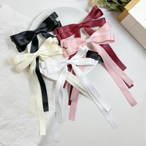 Elegant Satin Double Layer Bowknot Hair Clip With Long Streamer For Women Korean Style Sweet Ribbon Hair Accessory
