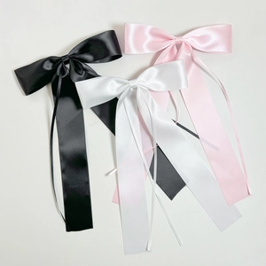 Large Satin Bow Hair Clip With Long Streamers Elegant Ribbon Hairpin For Women Sweet Korean Style Headwear Hair Accessories