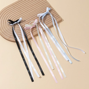 Sweet Satin Ribbon Bow Hair Clips With Long Streamers Balletcore Two Tone Hairpins For Women Girls Daily Party Accessories
