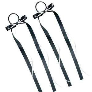 Elastici per capelli con fiocco estetico balletto rosa e nero e lunghi nastri per donna