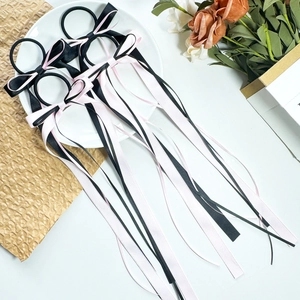 Elastico per Capelli con Fiocco e Nastro Lungo in Raso per Donna Ragazza Balletcore Rosa Nero Accessori per Capelli