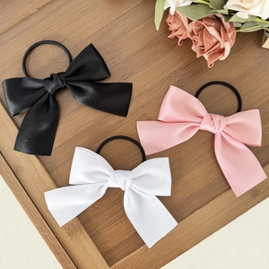 Elegant Satin Bow Hair Tie High Elasticity Rubber Band For Women Girls Simple Versatile Ribbon Ponytail Holder Hair Accessories