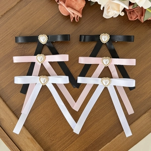 Barrettes Cheveux Nœud en Satin Balletcore avec Cœur en Fausse Künstliche Perle Pinces Décoratives pour Femmes et Filles Accessoires