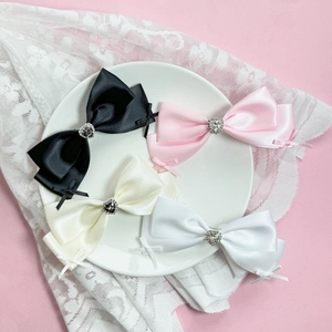 Süße Satinband Schleife Haarspange Herz Strass Dekor Entenschnabel Clip Elegante Haarnadel Für Damen Mädchen Alltag Schmuck