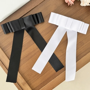 Barrette nœud élégante en satin avec rubans longs, lot de couleurs noir et blanc