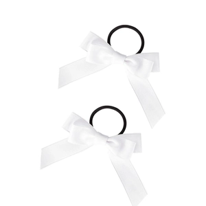Paire d'élastiques à cheveux avec nœuds en satin blanc et rubans longs pour femmes