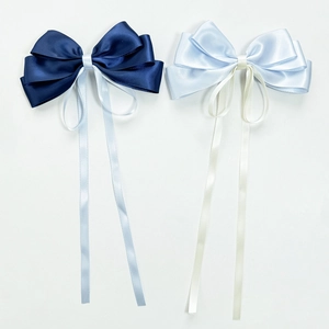 Pince à Cheveux de Style Coréen avec Nœud en Ruban de Satin Élégant Doux Fée Longue Gland Pince à Ressort pour Femme Accessoires