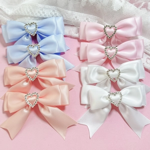 Douces Pinces à Cheveux Nœud en Ruban de Satin Cœur Strass Barrettes Croco Accessoires Cheveux pour Femmes Filles