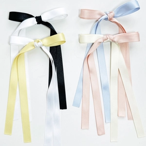 Two-tone Satin Ribbon Bow Hair Clip Long Streamers Handmade Sweet Japanese Style Duckbill Clip Women Hair Accessories