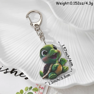 Detailed size chart for the cute acrylic turtle keychain showing 1.57 x 1.3 inch dimensions