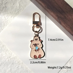 Détail du porte-clés capybara mignon avec dimensions 7,4x2,2 cm et poids de 7,2g