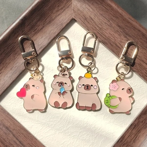 Porte-clés Capybara Mignon en Alliage Émaillé Pendentif Animal en Métal pour Sac Cadeau d'Anniversaire Femmes Enfants