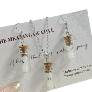 Parure bijoux fantôme lumineux en bouteille avec collier et boucles d'oreilles