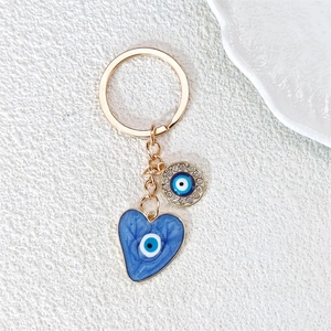 Kreativer Böser Blick Herz Schlüsselanhänger Goldlegierung Strass Emaille Blaues Herz Taschenanhänger Schmuck Geschenk Damen