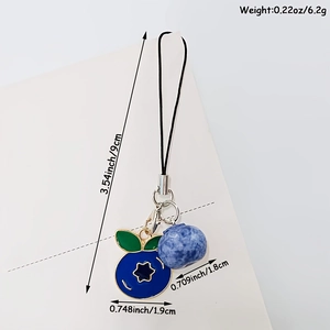 Detailed view of blueberry resin pendant with size and weight measurements in inches and grams
