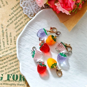 Cute Resin Strawberry Keychain Mini Fruit Bag Charm Pendant For DIY Jewelry Making Women Kids Gift Accessory
