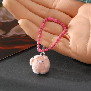 Süßer flauschiger Schweinchen-Schlüsselanhänger in Rosa für Taschen und Handys