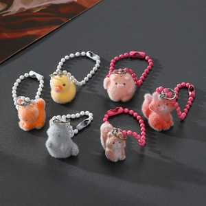 Süße Beflockte Tiere Schlüsselanhänger Eichhörnchen Schwein Fuchs Ente Katze Mini Plüsch Tasche Anhänger Für Handy Geschenk
