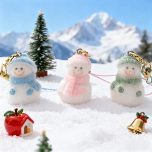 Cute Snowman Plush Keychain Phone Strap Christmas Gift Mini Faux Fur Winter Bag Pendant Decoration For Holiday Party