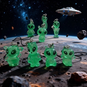 Funny Glow In The Dark Alien Resin Pendant Phone Strap UFO Bag Charm Cute Keychain Hanging Ornament Gift For Women Teens