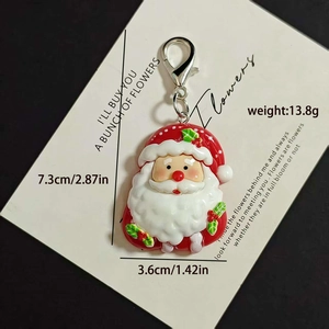 Cute Santa Claus keychain with silver lobster clasp for backpacks, Christmas gift pendant