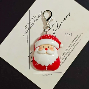 Detail showing Santa Claus keychain size 7.2x3.5cm with lobster clasp and resin texture