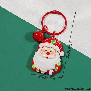 Detailed dimensions of Santa Claus keychain with red bell, height 7.8cm and width 3.5cm