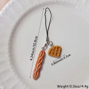 Vista dettagliata delle dimensioni del portachiavi baguette e waffle in resina