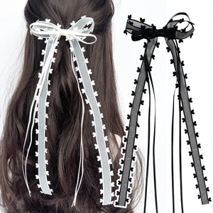 Ballet Style Mesh Bow Hair Clip Heart Lace Long Ribbon Sweet Fairy Alligator Clip For Women Daily Party Hair Accessories