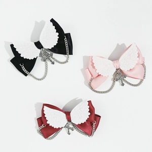 Pince à Cheveux Nœud Papillon Ailes d'Ange et Croix Style Gothic Lolita Pince Croco Accessoires de Coiffure en Sangle pour Femmes Filles Décoration Quotidienne