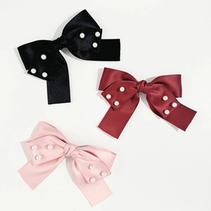 Barrette à Cheveux Nœud en Satin Élégante Avec Künstliche Perles d'Imitation Style Français Doux Pour Femmes Accessoires Cheveux Fête