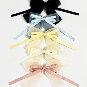 Barrettes à cheveux nœud en tulle avec longs rubans en plusieurs tons pastels