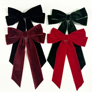 French Retro Velvet Bow Hair Clip With Long Streamers Elegant Ribbon Hairpin Duckbill Clip For Women Hair Accessories