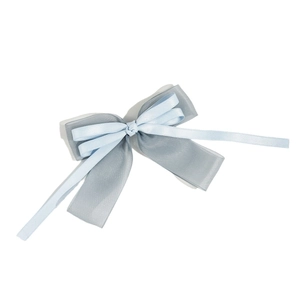 Pince à cheveux nœud élégante en tulle et satin double couche pour femmes bleu et gris