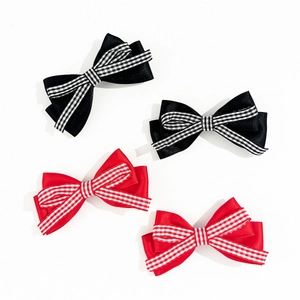 Pince à Cheveux Nœud à Carreaux Style Japonais Coréen Ruban Satin Doux Pour Femmes Filles Accessoire Cheveux Élégant Quotidien
