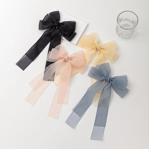 Pince à Cheveux Nœud en Organza Avec Long Ruban Style Coréen Doux Élégant Barrette en Mesh Pour Accessoires Coiffure Femme