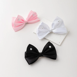 Pince à Cheveux Élégante en Satin avec Nœud et Fausse Künstliche Perle Grande Pince Croco Style Princesse Accessoires pour Femmes et Filles