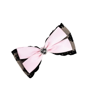 Barrette à cheveux rose et noire avec dentelle et cœur pour un style féminin sombre