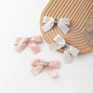 Dolce Fermaglio per Capelli a Fiocco in Nastro con Strass a Cuore Elegante Clip a Becco d'Anatra per Donna Accessori Capelli
