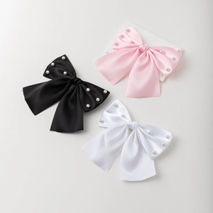 Pince à Cheveux Nœud en Satin Élégante Avec Künstliche Perles d'Imitation Fait à la Main Grand Bec de Canard pour Femmes Accessoire