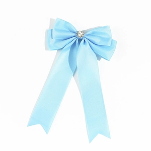 Eleganter hellblauer Haarclip mit Schleife, herzförmigem Strassstein und langen Bändern