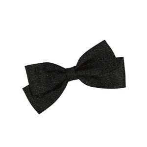 Glinsterende zwarte haarclip met strik en zilveren glitters voor een elegante damesstijl