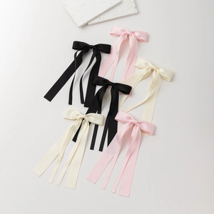 Pinces à Cheveux Nœud Papillon en Satin Balletcore Avec Longs Rubans Barrettes à Bec de Canard en Ruban de Satin pour Femmes