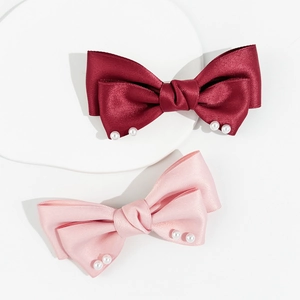 Pince à Cheveux Nœud en Satin Élégante Avec Décor de Künstliche Perles Style Coréen Double Couche Doux pour Femmes Accessoire Cheveux