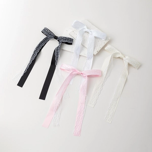 Pince à Cheveux Nœud en Dentelle Balletcore Ruban Longue Sangle Pince Croco Accessoires de Coiffure Élégants pour Femmes