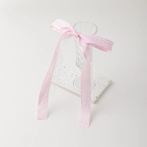 Barrette à cheveux élégante avec nœud en dentelle rose et rubans satin style ballet