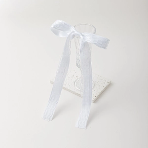 Barrette à cheveux élégante en dentelle blanche avec rubans longs et motifs floraux