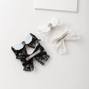 Barrettes à cheveux en dentelle avec ailes blanches et strass en forme de coeur