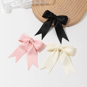 Satin Ribbon Bowknot Hair Clip For Women Sweet Elegant French Style Duckbill Clip Handmade Headwear Hair Accessory